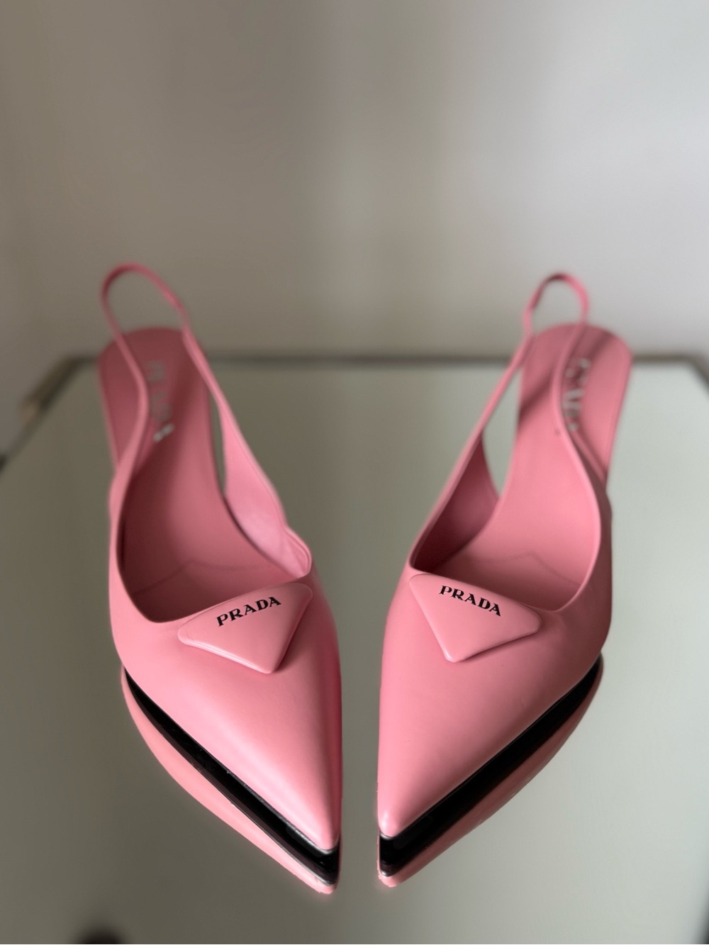 Prada 75mm brushed leather slingback pumps $1,270 39 - Picture 5 of 13